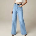 thumbnail image 1 of Cutuoiiu Fashion Womens Jeans High Waist Wide Leg with Patch Pockets for Daily Travel Leisure Gifts, 1 of 6