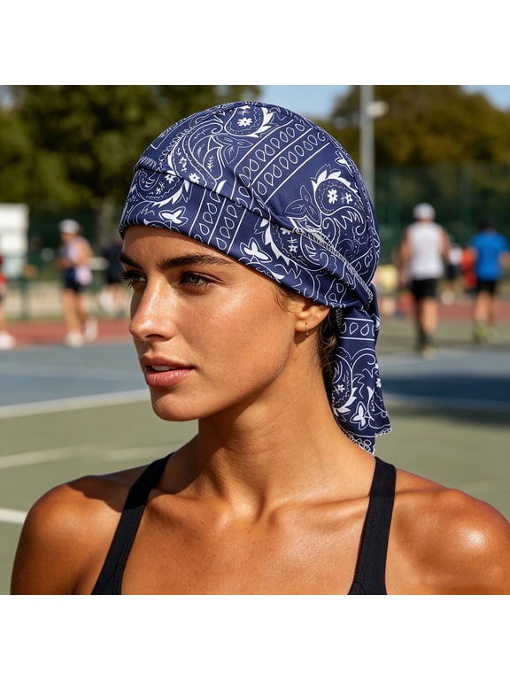 Hat for Women Head Wrap Hat Printed Paisley Bandana Cap Adjustable Tie Back Head Cover for Daily Casual Outdoor Wear Gifts