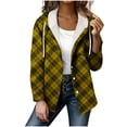 thumbnail image 1 of Cutuoiiu Jackets for Women Casual Winter Plaid Fleece Lined Button Long Sleeve Warm Hooded Jackets Gifts, 1 of 5