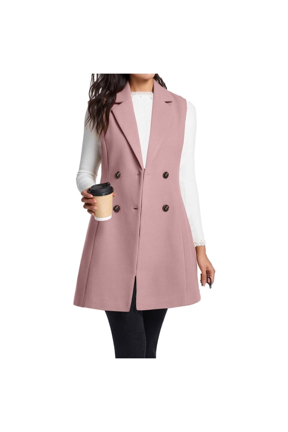 Long Vest for Women Sleeveless Solid Color Blazer Fall Jackets Cardigan Outerwear Jacket Gifts