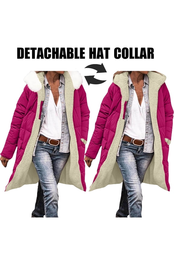 Parka Coats for Women Casual Stand Collar Fleece Lined Hooded Coat with Pockets Gifts