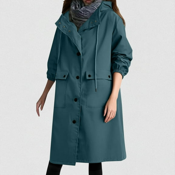 Cutuoiiu Parka Coats for Women Long Fashion Solid Color Long Sleeve Round-Neck Blouses Gifts