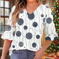 thumbnail image 1 of Cutuoiiu Plus Size Shirts for Women Fashion Graphic V-neck Tshirt Ruffle 3/4 Sleeve Loose Oversized Tops Gifts, 1 of 7