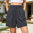 thumbnail image 1 of Cutuoiiu Plus Size Shorts for Women Solid Color Front Pleated Wide Leg Shorts Button Zip Fly Cuffed Hem Dressy Casual Shorts with Side Pockets for Summer Daily Office Wear, 1 of 7