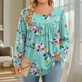 thumbnail image 1 of Cutuoiiu Plus Size Tops for Women Daily Printed Crewneck Long Sleeve Shirts Gifts, 1 of 6