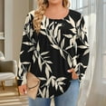 thumbnail image 1 of Cutuoiiu Plus Size Tops for Women Daily Printed Crewneck Long Sleeve Shirts Gifts, 1 of 6