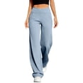 thumbnail image 1 of Cutuoiiu Plus Size Womens Athletic Pants Solid Color Elastic Crossover Waist with Pockets for Fitness and Work Gift, 1 of 9