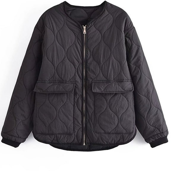 Cutuoiiu Quilted Jackets for Women Casual Long Sleeve Solid Color Button Winter Warm Coat with Pockets Gifts