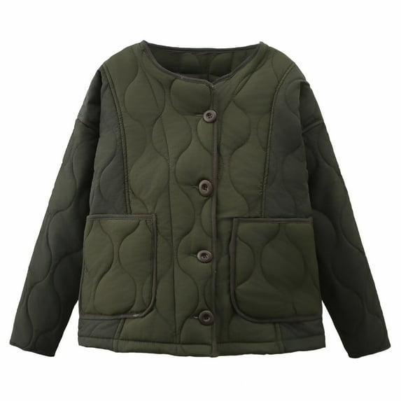 Cutuoiiu Quilted Jackets for Women Fashion Solid Color Casual Winter Warm Jackets Gifts
