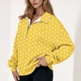 thumbnail image 1 of Cutuoiiu Shirts for Women Polka Dot Half Zip Lapel V-Neck Pullover Tops Casual Long Sleeve Shirts Gifts, 1 of 5