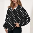 thumbnail image 1 of Cutuoiiu Shirts for Women Polka Dot Half Zip Lapel V-Neck Pullover Tops Casual Long Sleeve Shirts Gifts, 1 of 5