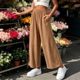 thumbnail image 1 of Cutuoiiu Solid Color Cotton Linen Pants for Women Elastic Waist Wide Leg Trousers with Stitch Detail, Functional Pockets for Summer Vacation, Casual Daily Wear, 1 of 6