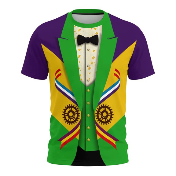 Cutuoiiu Unisex Carnival Printed Round-neck Short Sleeve Mardi Gras T-Shirts Gifts
