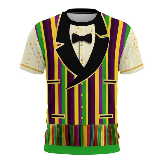 Cutuoiiu Unisex Carnival Printed Round-neck Short Sleeve Mardi Gras T-Shirts Gifts