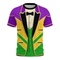 thumbnail image 1 of Cutuoiiu Unisex Carnival Printed Round-neck Short Sleeve Mardi Gras T-Shirts Gifts, 1 of 8