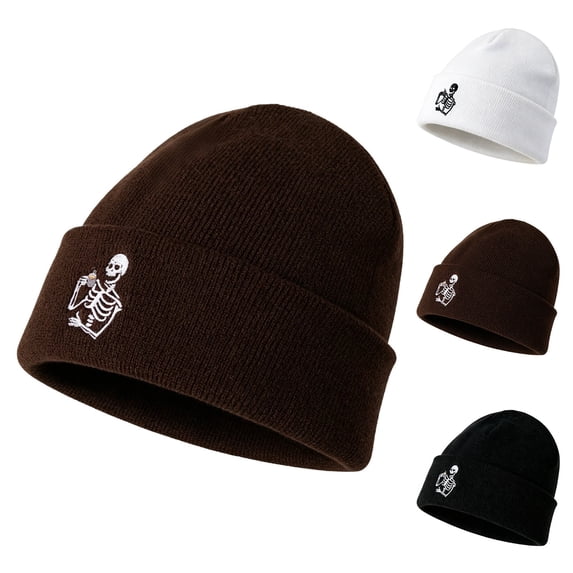 Cutuoiiu Unisex Knit Hat Fall Winter Halloween Pattern Cuffed Soft Warm Casual Cap Daily Wear
