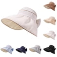 thumbnail image 1 of Cutuoiiu Women Solid Color Foldable Wide Brim Bucket Sun Hat, Rear Bowknot Lightweight Adjustable Beach Travel Sun Shade Hat, 1 of 6