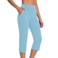 thumbnail image 1 of Cutuoiiu Women Solid Color High Waist Capri Pants with Pockets for Yoga and Daily Wear Gift, 1 of 8
