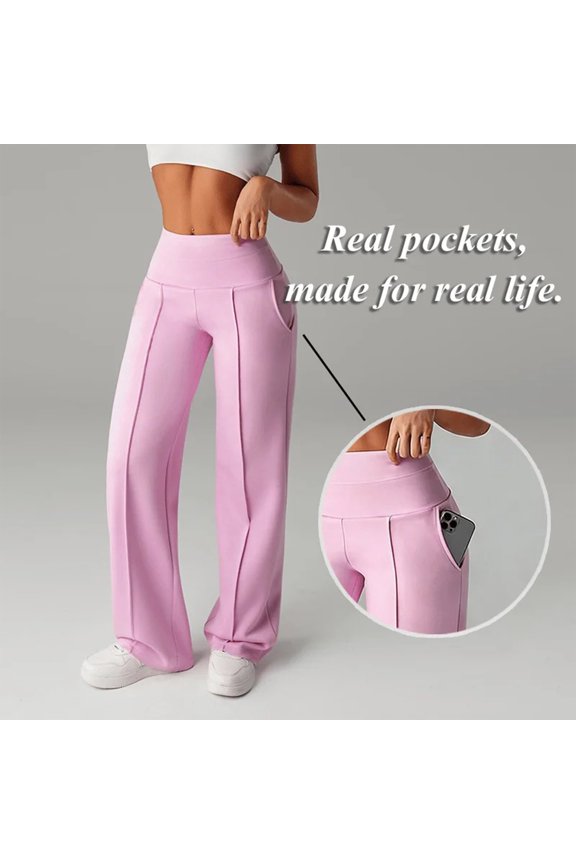 Women Solid Color Stretchy High Rise Flared Leg Yoga Leggings with Side Pockets for Fitness & Casual Outings Gift