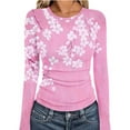 thumbnail image 1 of Cutuoiiu Women's Casual Crewneck Long Sleeve Floral Printed Stylish Prints Tunic Tops Gifts, 1 of 6