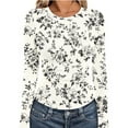 thumbnail image 1 of Cutuoiiu Women's Casual Crewneck Long Sleeve Floral Printed Stylish Prints Tunic Tops Gifts, 1 of 6