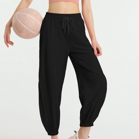 Cutuoiiu Women's Casual Elastic Waist Drawstring Jogger Pants with Pockets for Yoga and Running