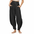 thumbnail image 1 of Cutuoiiu Women's Casual Loose Fit Harem Pants Solid Color High Waist with Side Pockets for Yoga Vacation Summer Wear Gifts, 1 of 6