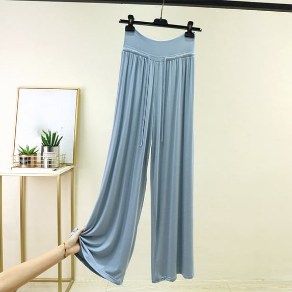 Cutuoiiu Women's Casual Plus Size Wide Leg Pants, Solid Color Elastic ...