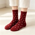thumbnail image 1 of Cutuoiiu Women's Casual Socks Regular Fit Rib Cuff Vintage Mid Calf Socks White Polka Dot Knit Socks Soft Stretch Socks for Winter Daily Wear, 1 of 5