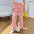 thumbnail image 1 of Cutuoiiu Women's Casual Soft Wide Leg Pants Plaid Print Elastic Waist with Pockets Ruffle Hem for Loungewear Sleepwear Gifts, 1 of 7