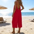 thumbnail image 1 of Cutuoiiu Women's Casual Wide Leg Jumpsuit Solid Color Adjustable Straps Backless Two Side Pockets Breathable Fabric for Summer & Daily Wear Gifts, 1 of 6