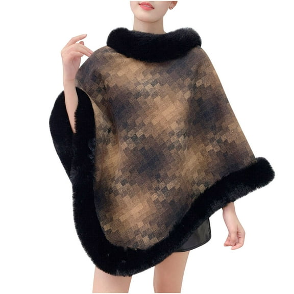 Cutuoiiu Women's Casual Winter Warm Shawl Jacket with Print Gifts