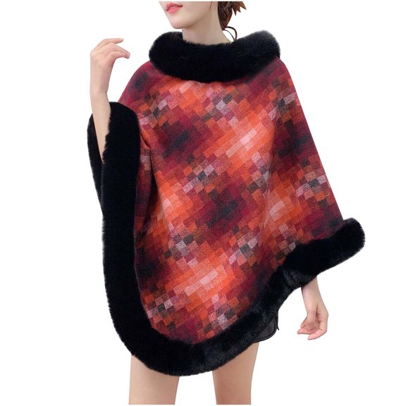 Cutuoiiu Women's Casual Winter Warm Shawl Jacket with Print Gifts