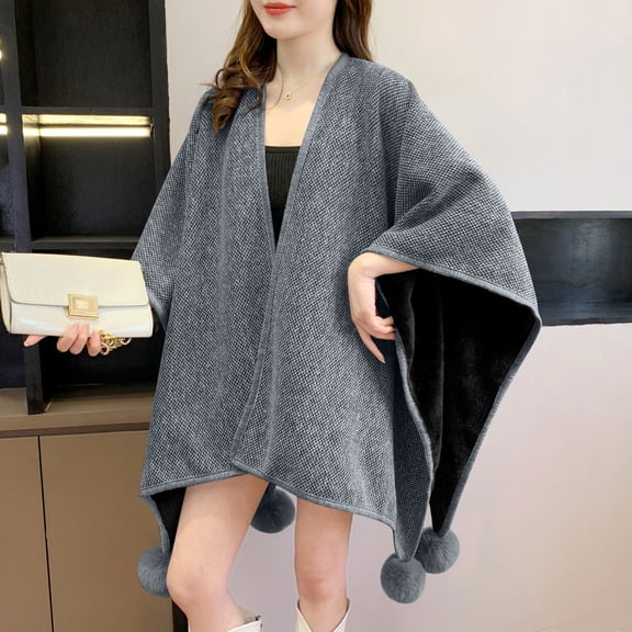 Cutuoiiu Women's Casual Winter Warm Shawl Jacket with Print Gifts