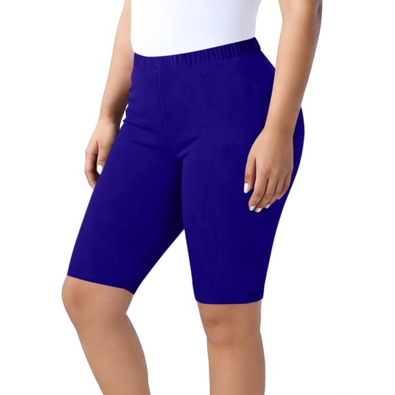 Cutuoiiu Women's Comfortable Solid Color Ribbed Knee Length Shorts with Elastic Waist for Workout & Daily Wear Gift