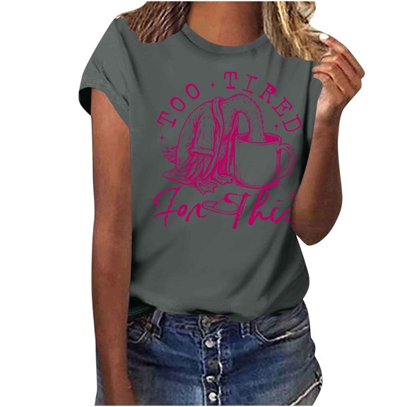 Cutuoiiu Women's Crew Neck Short Sleeve Casual Loose Tops for Summer Season Gifts