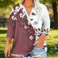 thumbnail image 1 of Cutuoiiu Women's Daily Flower Prints 3/4 Sleeve Plus Size T-shirts Loose Button V-Neck Cozy Tops Gifts, 1 of 5