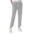 thumbnail image 1 of Cutuoiiu Women's Fashion Bandage Casual Solid Color Comfortable Elastic Waist Slim Straight Business Long Pant with Pockets Gifts, 1 of 7