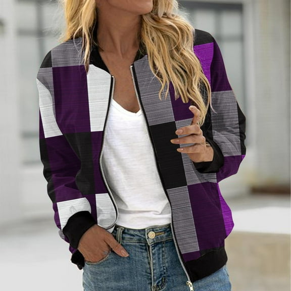 Cutuoiiu Women's Fashion Gradient Printed Pocket Zipper Jacket Casual Winter Warm Cardigan Gifts