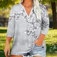 thumbnail image 1 of Cutuoiiu Women's Flower Prints 3/4 Sleeve Loose Button V-Neck Cozy Shirts Gifts, 1 of 5