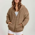 thumbnail image 1 of Cutuoiiu Women's Fuzzy Jackets with Hoodie for Women Zipper Winter Hooded Coats Gifts, 1 of 5