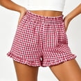 thumbnail image 1 of Cutuoiiu Women's High Waist Gingham Shorts Elastic Ruffled Waist with Ruffle Hem, Casual Summer Beach Shorts with Pockets, 1 of 6