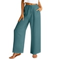thumbnail image 1 of Cutuoiiu Women's High Waisted Solid Color Wide Leg Pants, Drawstring Elastic Waist with Pockets, Lightweight Loose Fit Long Trousers for Everyday Wear Gift, 1 of 8