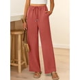 thumbnail image 1 of Cutuoiiu Women's High Waisted Solid Color Wide Leg Pants, Drawstring Elastic Waist with Pockets, Lightweight Loose Fit Long Trousers for Everyday Wear Gift, 1 of 8
