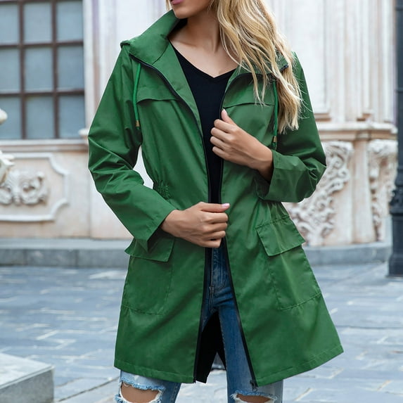 Cutuoiiu Women's Jacket Warm Coat Windbreaker Jacket Windproof Outdoor Hooded Raincoat Jackets Gifts