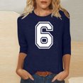 thumbnail image 1 of Cutuoiiu Women's Number 6 Number 7 Matching 67 Casual 3/4 Sleeve Round Neck Pullover Tops Gifts, 1 of 5