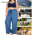 thumbnail image 1 of Cutuoiiu Women's Plus Size Solid Color High Waisted Wide Leg Yoga Pants Oversize Drawstring Elastic Waist Casual Joggers with Pockets Gifts, 1 of 9