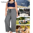 thumbnail image 1 of Cutuoiiu Women's Plus Size Solid Color High Waisted Wide Leg Yoga Pants Oversize Drawstring Elastic Waist Casual Joggers with Pockets Gifts, 1 of 9