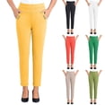 thumbnail image 1 of Cutuoiiu Women's Plus Size Straight Leg Pants Solid Color High Elastic Waist Casual Ankle Length Trousers with Decorative Pocket Details for Daily Office Vacation Wear, 1 of 7