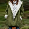 thumbnail image 1 of Cutuoiiu Women's Plus Velvet Coat Long Sleeve Horn Buckle Pocket Hooded Overcoat with Pockets Gifts, 1 of 6